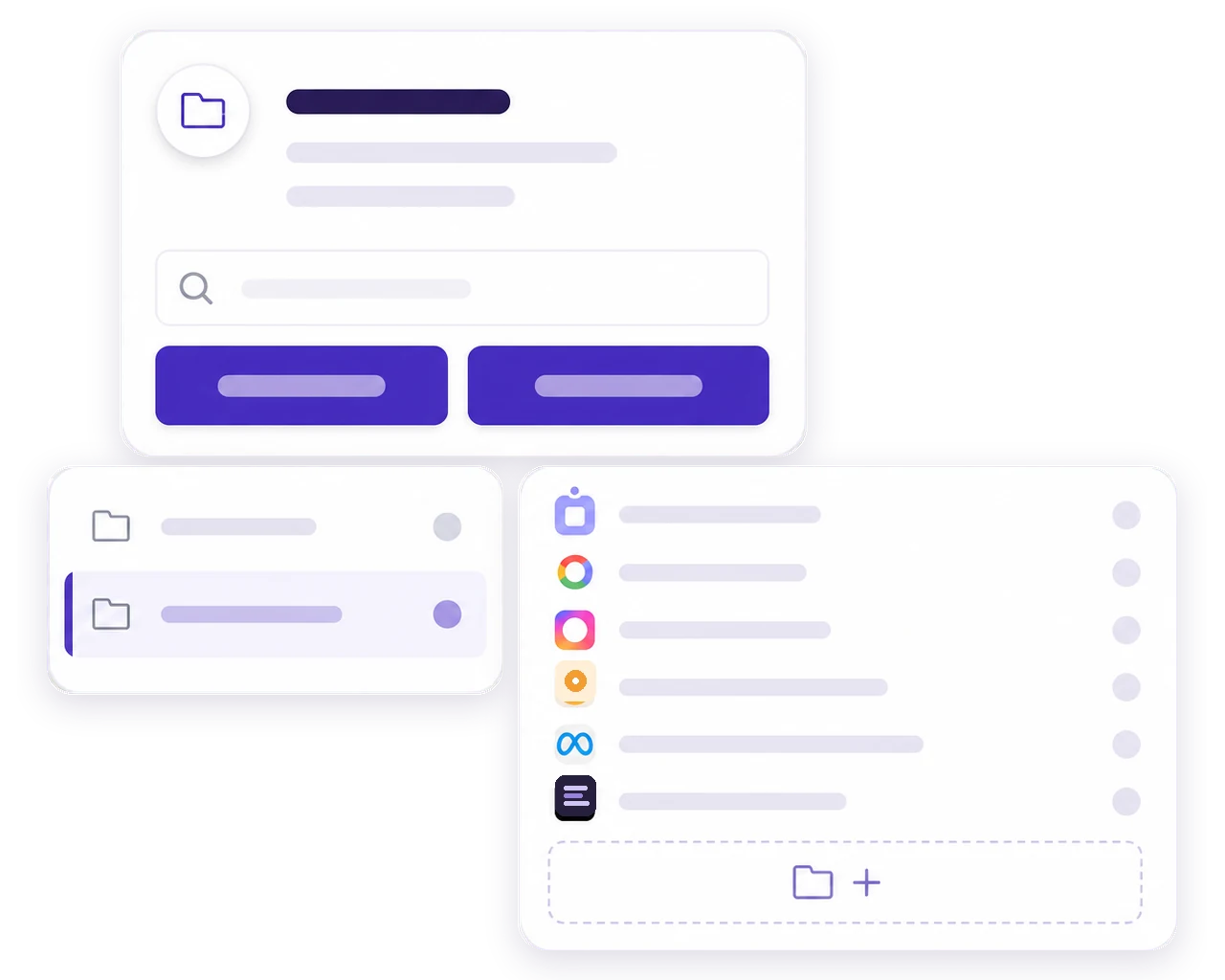 Quick Access organized into searchable folders and saved links.